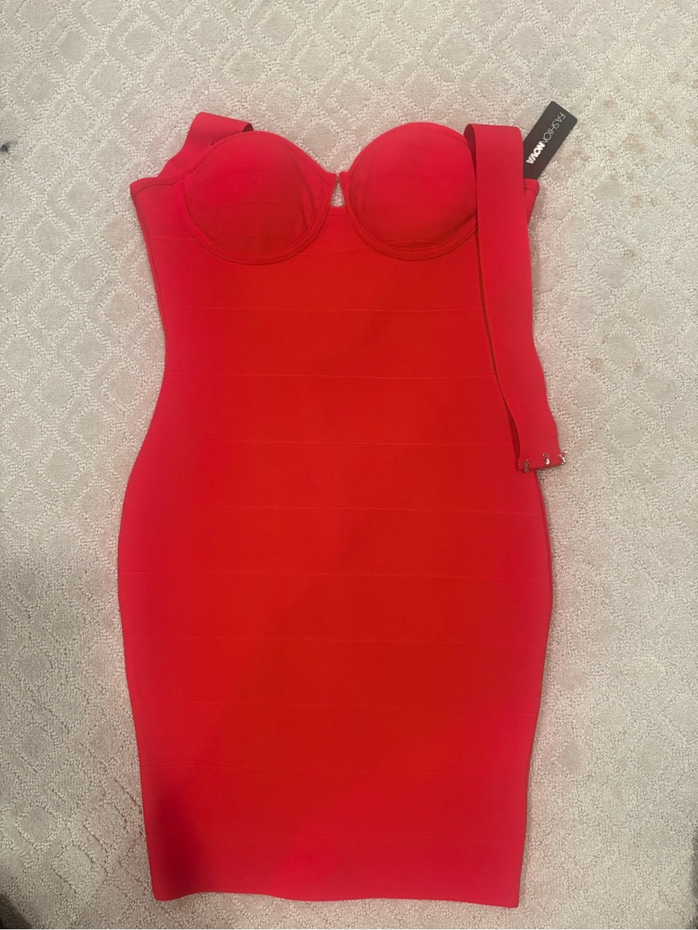 Fashion Nova Red Strapless Bodycon Dress with Detachable Strap